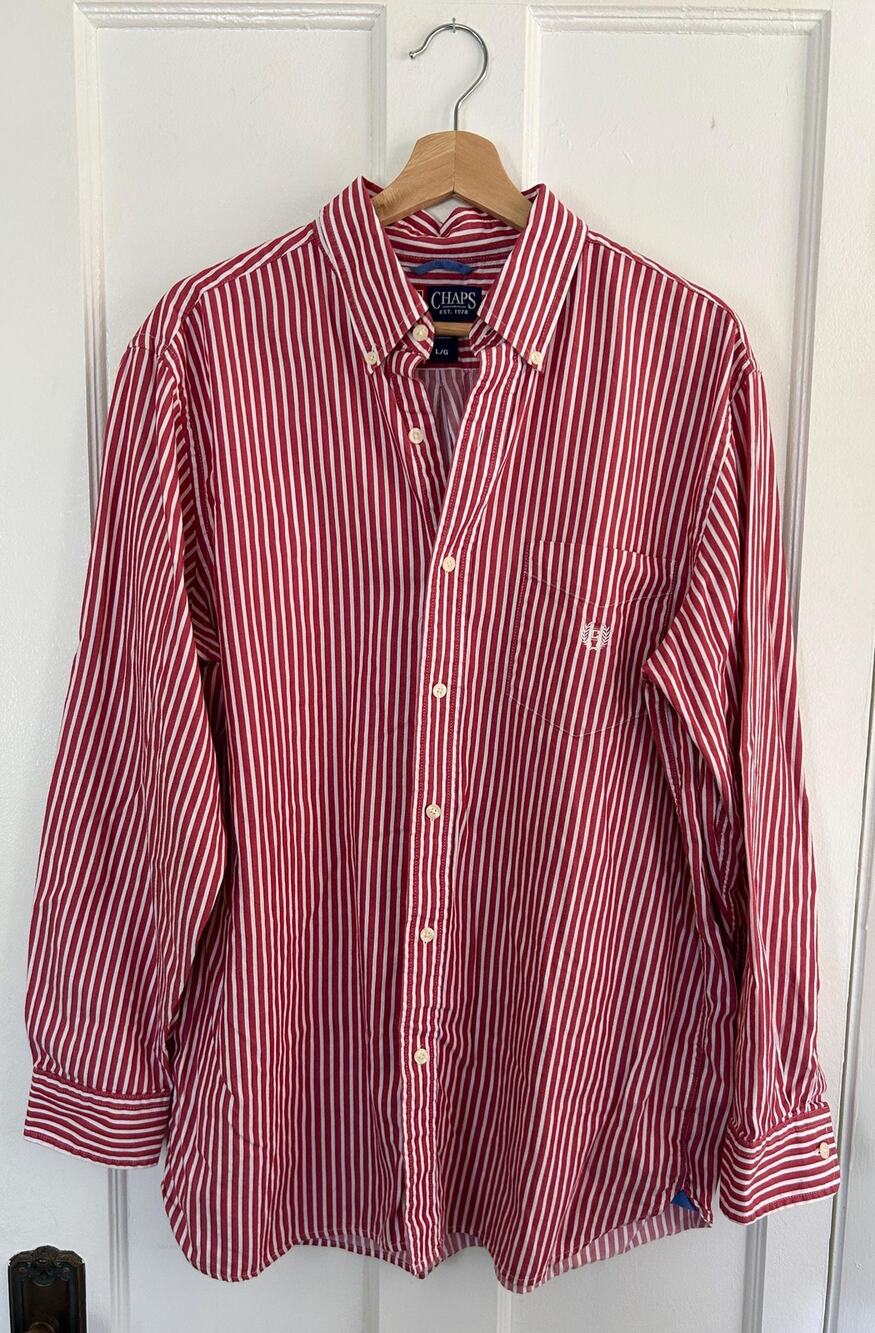 Vintage Chaps Ralph Lauren Striped Button Down Shirt | 90's Style Large